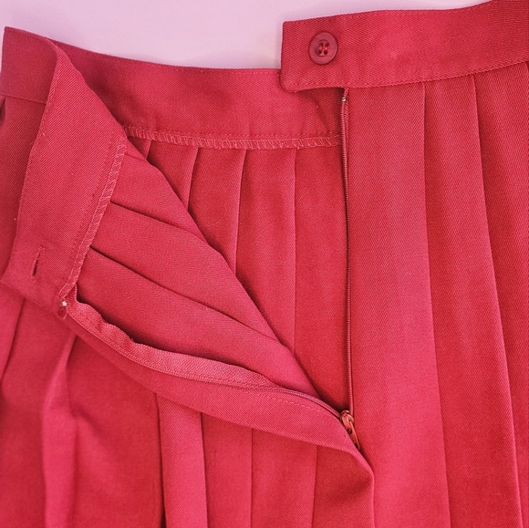 Vtg Jazzie Scarlet Pleated Knee Length Skirt Size US10 Preppy Frenchgirl Great C - Picture 3 of 11